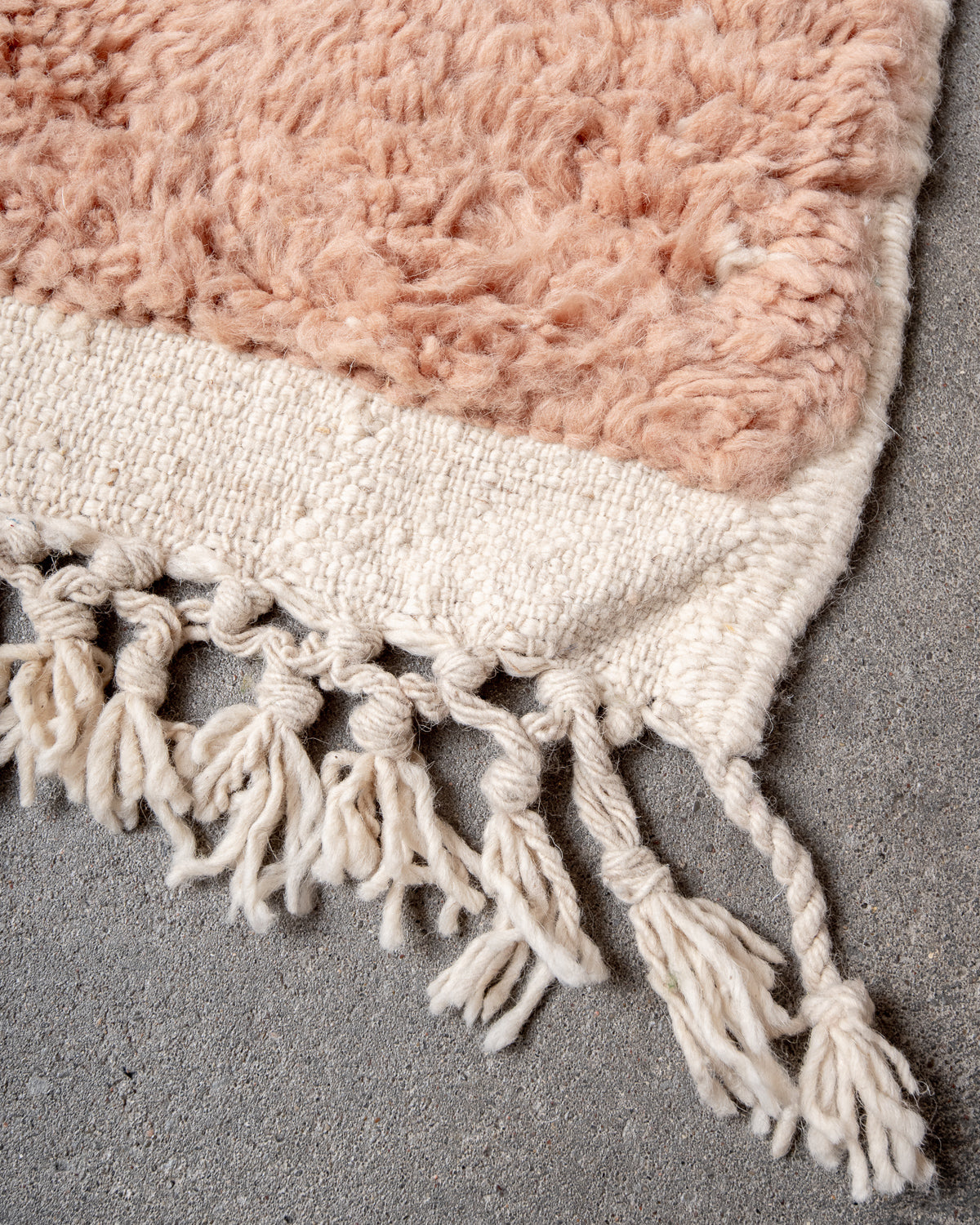 Modern, designer, handcrafted Berber rug from Morocco. Beniourain carpet with beautiful colours and patterns and fluffy wool texture.